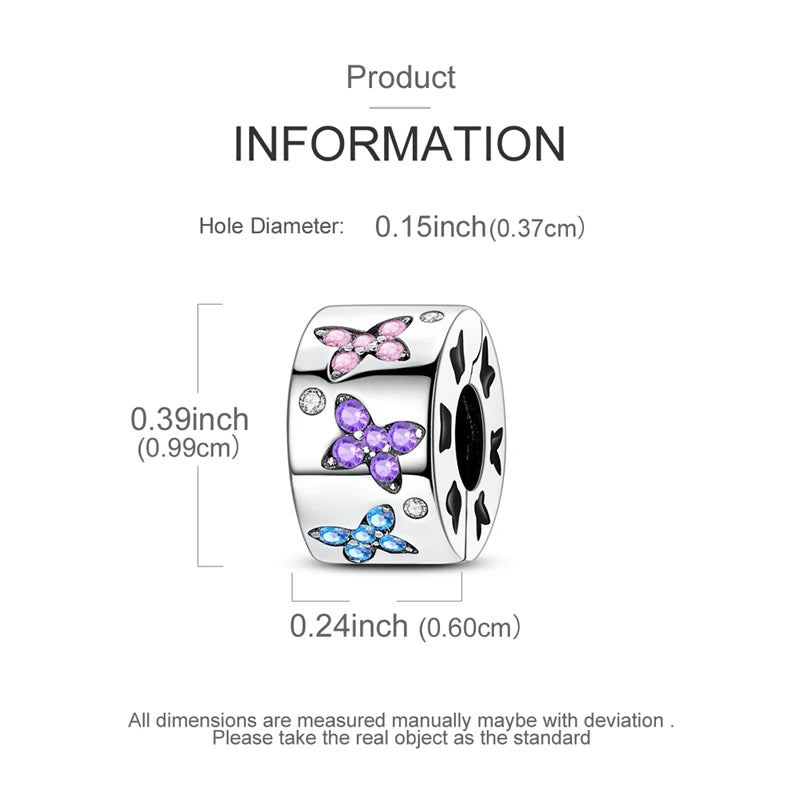 925 Sterling Silver Charms Bead Luminous Butterfly Dangle Fit Pure Ember