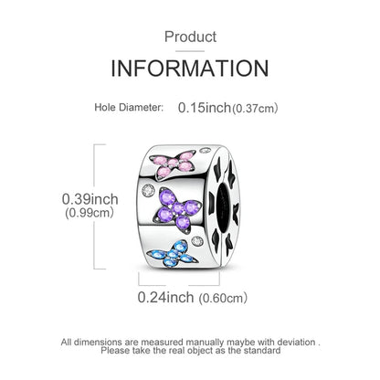 925 Sterling Silver Charms Bead Luminous Butterfly Dangle Fit Pure Ember