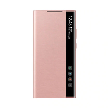 Rose gold phone case with screen protector on a white background