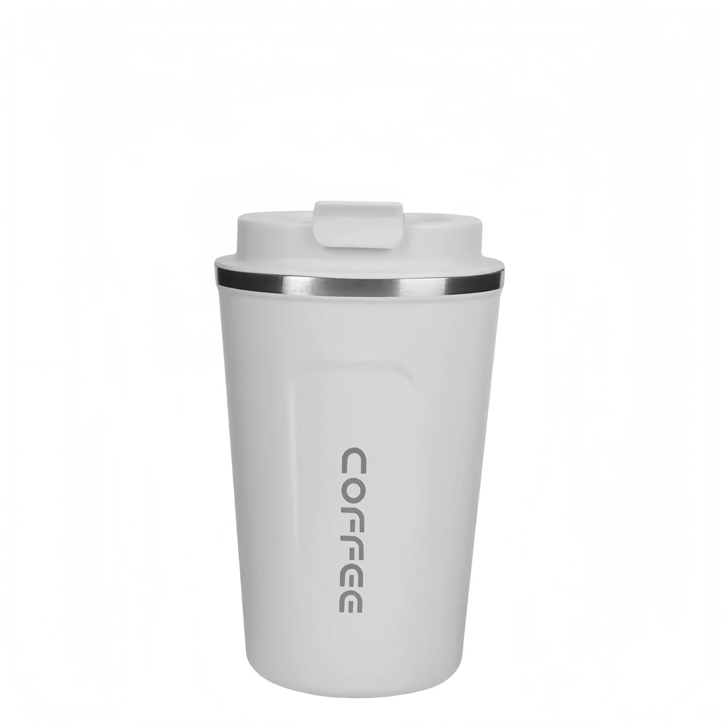 Thermo Cafe Mug - Stainless Steel Coffee Mug in white color with leak-proof lid and sleek finish. Ideal for home or office.