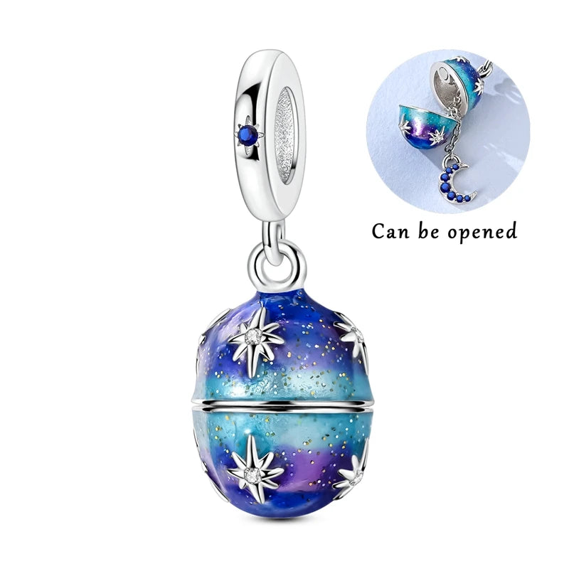New 925 Sterling Silver Charms Beads Hot Air Balloon Matryoshka Pendant Pure Ember