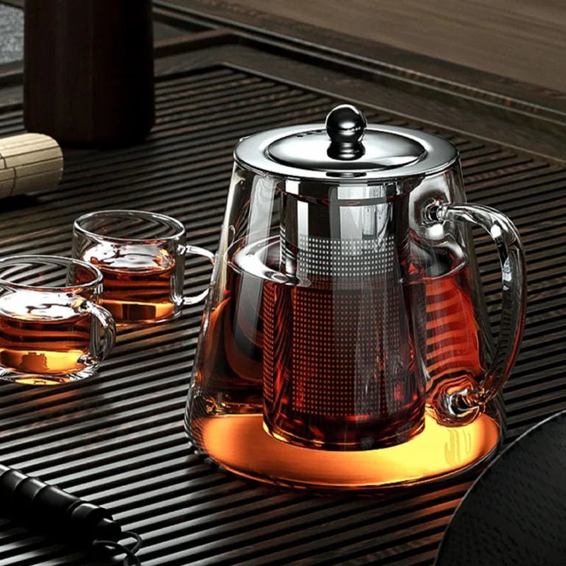 Heat-Resistant Glass Teapot with Stainless Steel Tea Strainer Infuser Pure Ember