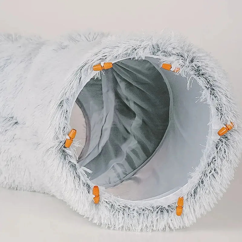 Plush Cat Bed with Tunnel