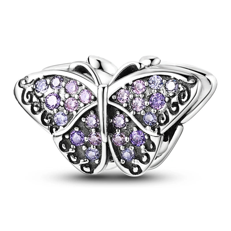 925 Sterling Silver Charms Beads Butterfly Clover Pendant