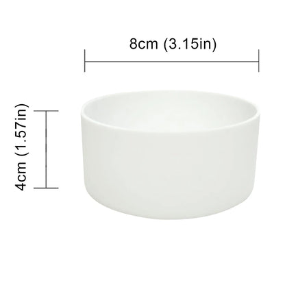 Stanley White ceramic bowl with dimensions indicated on a white background