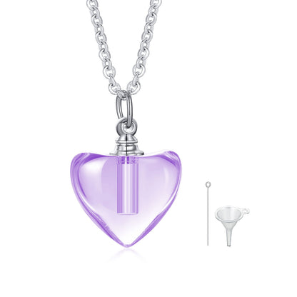 Glass Urn Necklace Pendant for Ashes Teardrop Pendant purple 