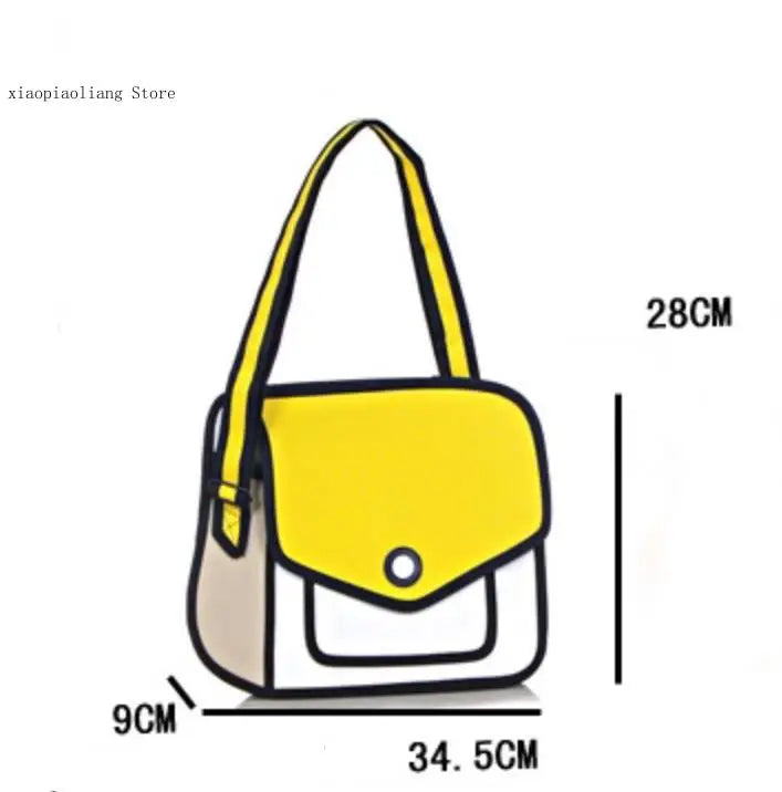 2D Bag Painting Cartoon Paper Cartoon Handbag