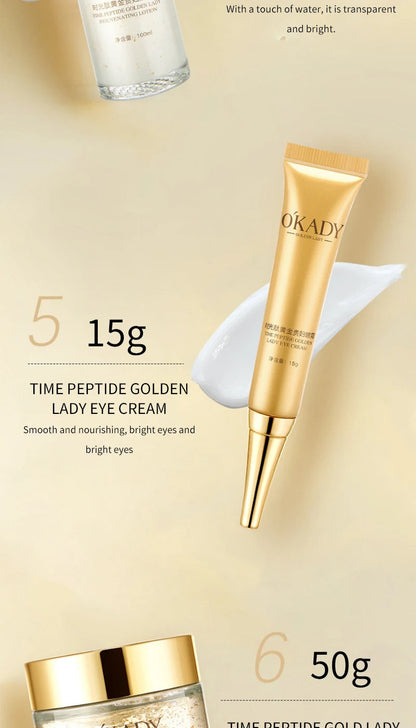 Oppe Time Peptide Gold Lady 10 Piece Set Hydrating Skin Care Set Box Moisturizing Repair Cosmetics Brightening Skin Nourishing Skin Unisex Sensitive Skin Suitable Deep Hydrating Gift Box Pure Ember