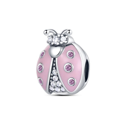925 Sterling Silver Pink Series Colour Charms Beads Cut Girl Flower Pendant