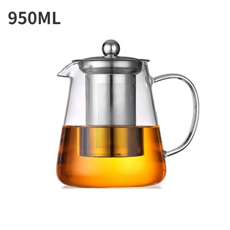 Heat-Resistant Glass Teapot with Stainless Steel Tea Strainer Infuser Pure Ember