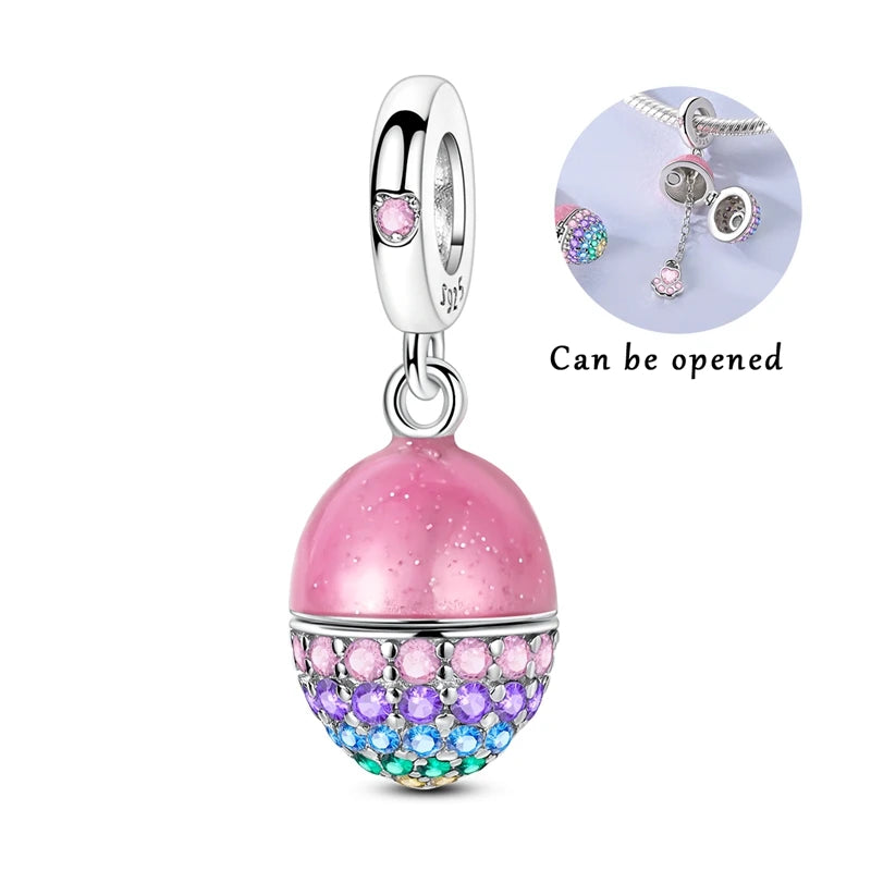 New 925 Sterling Silver Charms Beads Hot Air Balloon Matryoshka Pendant Pure Ember