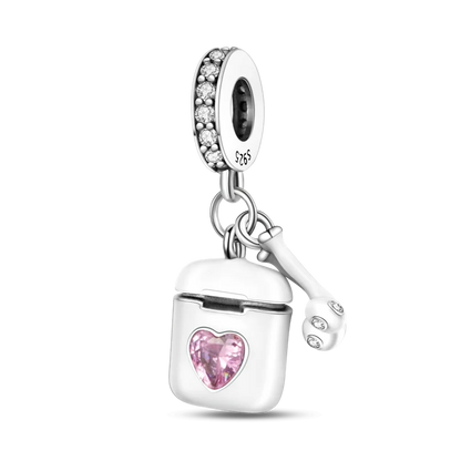 925 Sterling Silver Pink Series Colour Charms Beads Cut Girl Flower Pendant