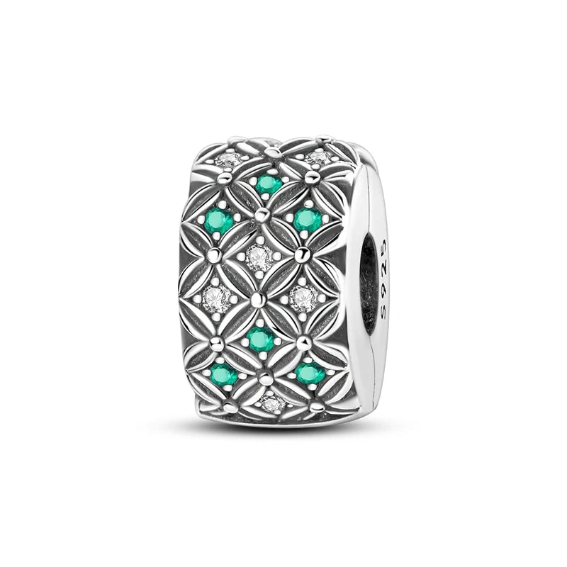 925 Sterling Silver Clasp Stone CZ Clip Charm Zircon Star Butterfly Bead Pure Ember