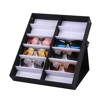 44410229424294Durable Storage Stand Glasses Frame Tray 12 Slots Glasses Tray Eyeglass Organizer Box Sunglasses Display Case