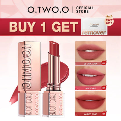 O.TWO.O Lipstick Lip Tint Moisturizing Nourishing Glow Lightweight Smooth Non-Sticky Refreshing Red High-shine Lipstick Makeup Pure Ember