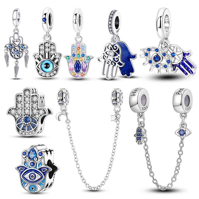 Charms 925 Sterling Silver Blue Palms Bead Pendant Jewellery Pure Ember