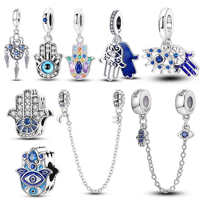 Charms 925 Sterling Silver Blue Palms Bead Pendant Jewellery Pure Ember