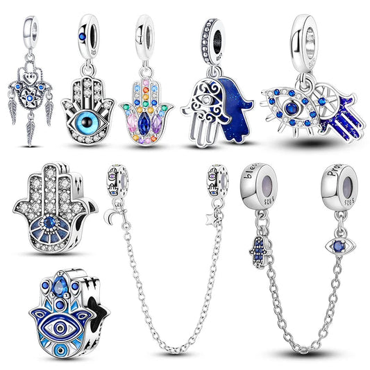 Charms 925 Sterling Silver Blue Palms Bead Pendant Jewellery Pure Ember