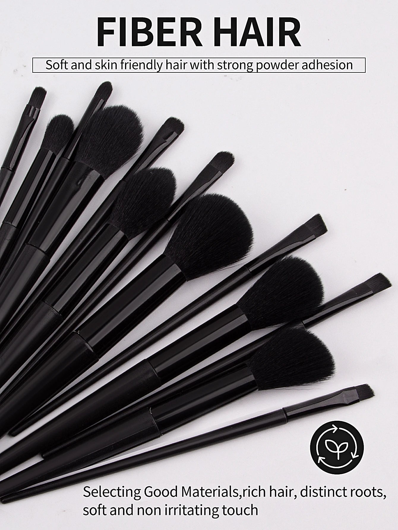 Black 20-piece makeup tool set: 13 makeup brushes +3 pieces of beauty eggs +3 pieces of powder puff +1 piece of storage bucket Pure Ember
