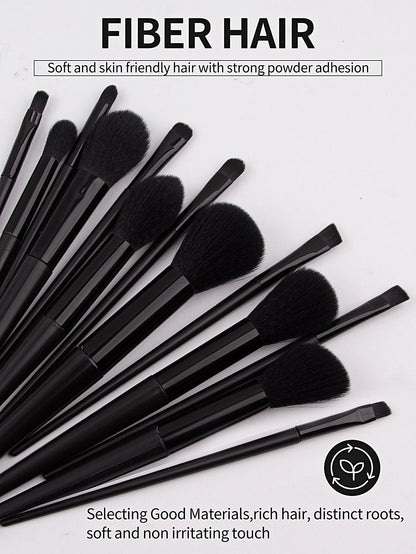 Black 20-piece makeup tool set: 13 makeup brushes +3 pieces of beauty eggs +3 pieces of powder puff +1 piece of storage bucket Pure Ember