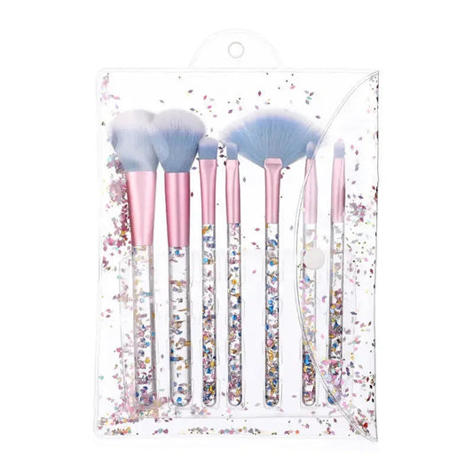 7pcs transparent glitter star sequins crystal quicksand handle makeup brush set Pure Ember