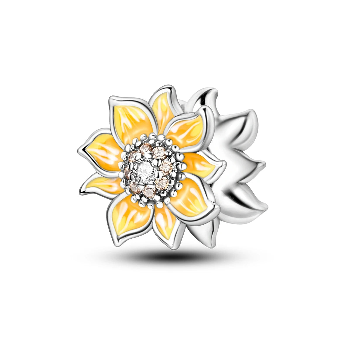 925 Sterling Silver Golden Sunflowers Heart Charms Pure Ember pandora style 