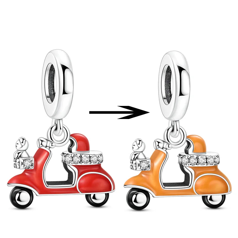 Charms 925 Sterling Silver Electric Vehicle Tree of Life Bead Pendant Pure Ember