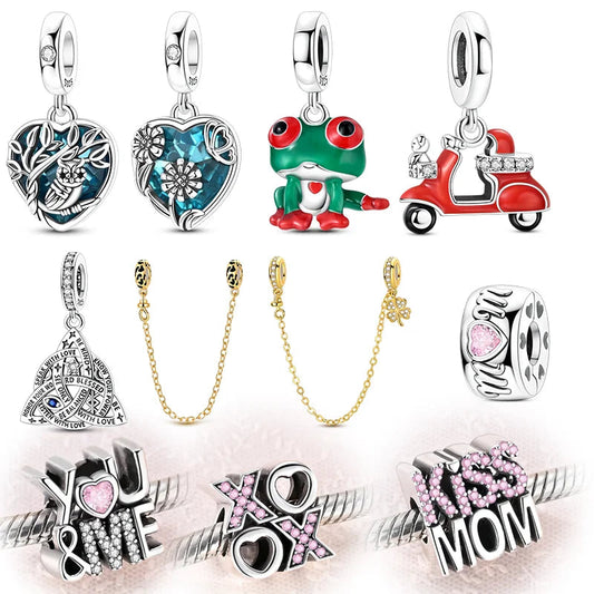 Charms 925 Sterling Silver Electric Vehicle Tree of Life Bead Pendant Pure Ember