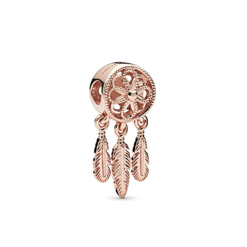 New Original 925 Silver Plated Rosegold Heart, Bird, Butterfly Beads Flower Charms Pure Ember