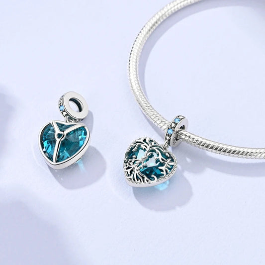New In Charm 925 Sterling Silver Heart of the Ocean Pendant Charms Beads Pure Ember pandora style