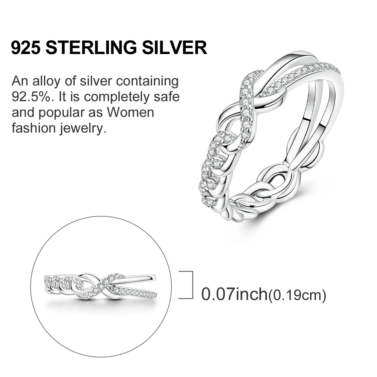 Women's Rings 925 Sterling Silver Luxury Stackable Ring Original Design