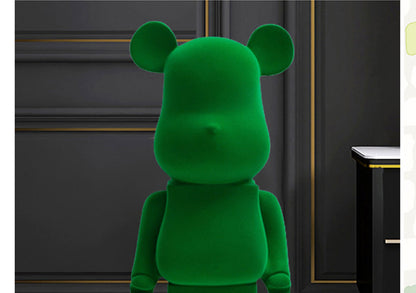 Flocking Bearbrick Statues Resins Bear Money Boxes green