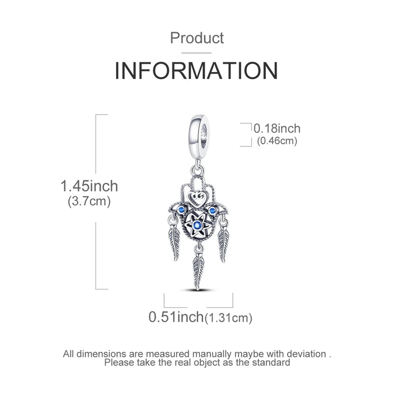 Charms 925 Sterling Silver Blue Palms Bead Pendant Jewellery Pure Ember