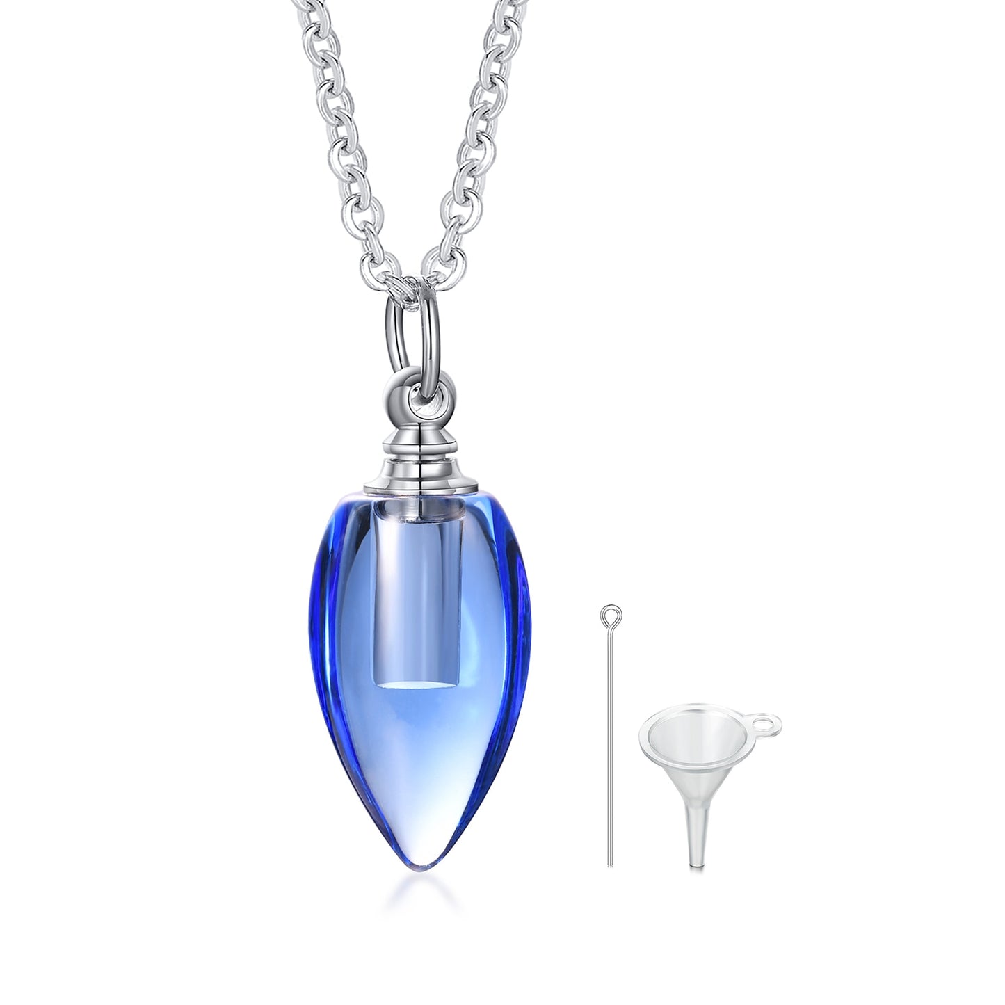 Glass Urn Necklace Pendant for Ashes Teardrop Pendant blue