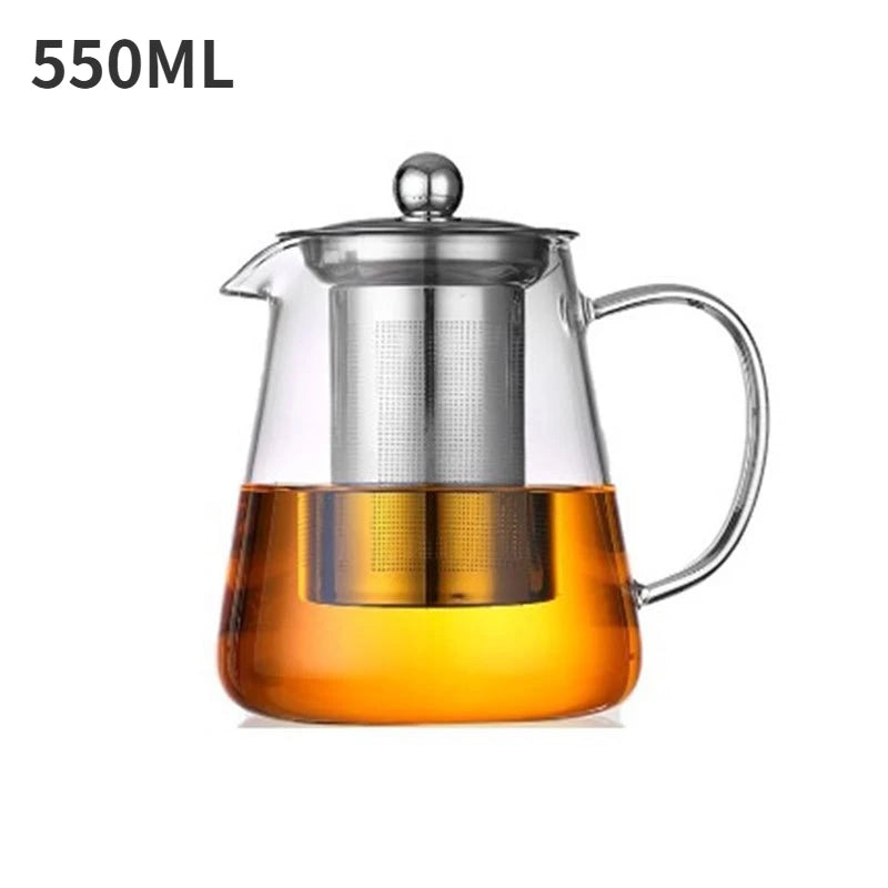 Heat-Resistant Glass Teapot with Stainless Steel Tea Strainer Infuser Pure Ember