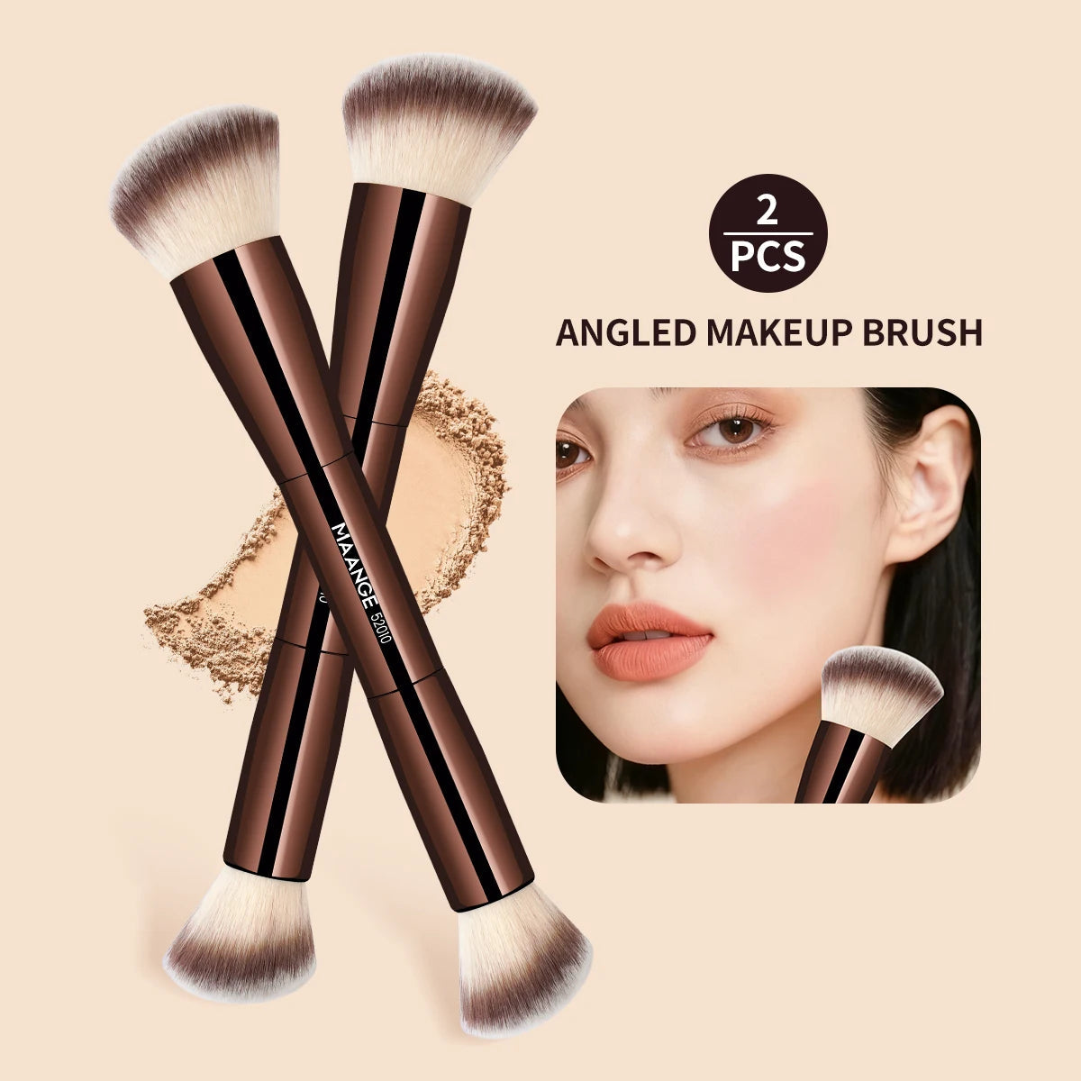 MAANGE Makeup Brushes Double Head Foundation Powder Concealer Blusher Bronzer Makeup Brush Soft Fiber Hair Cosmetic Beauty Tools Pure Ember
