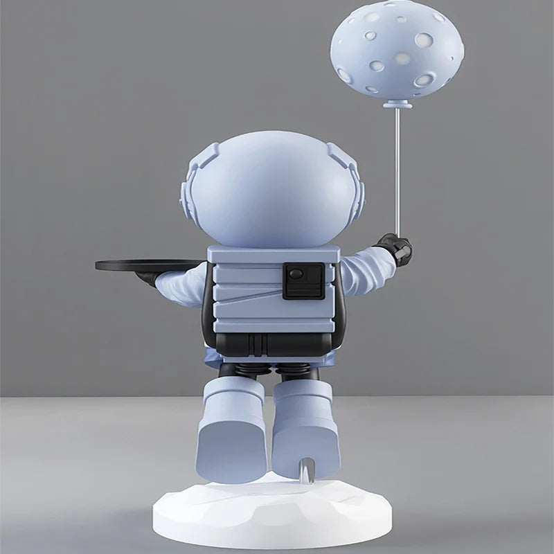 80cm Astronaut Statue with Balloon and Tray rear view space boy blue