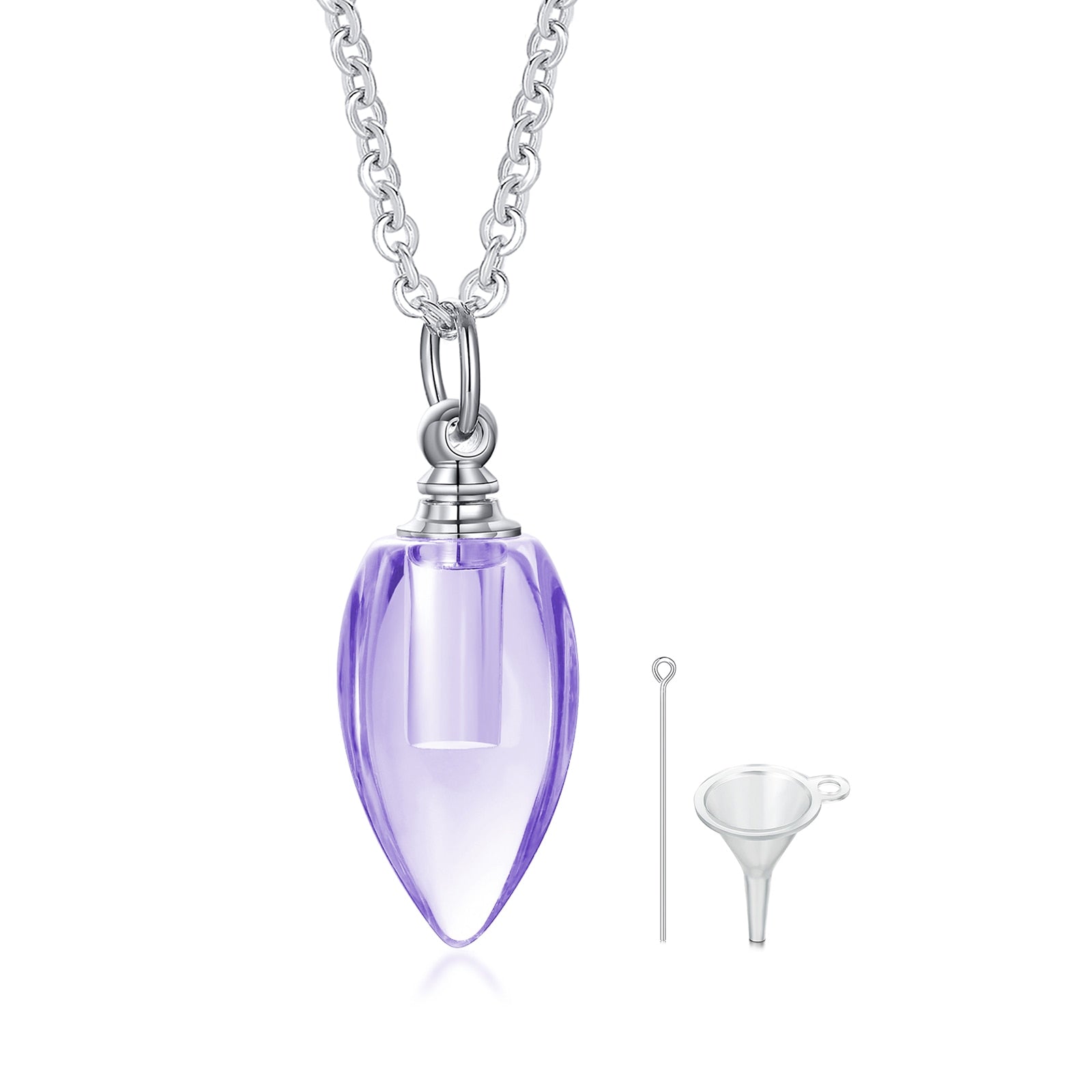 Glass Urn Necklace Pendant for Ashes Teardrop Pendant purple