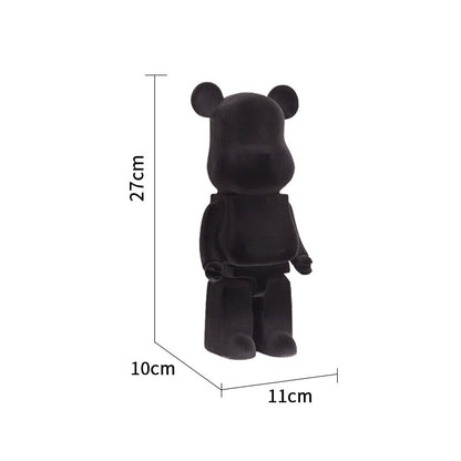 Flocking Bearbrick Statues Resins Bear Money Boxes black