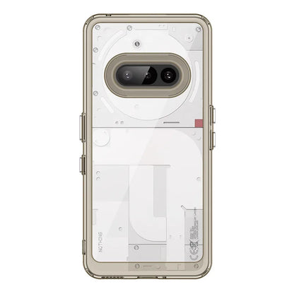 Clear phone case with visible internal components on a white background