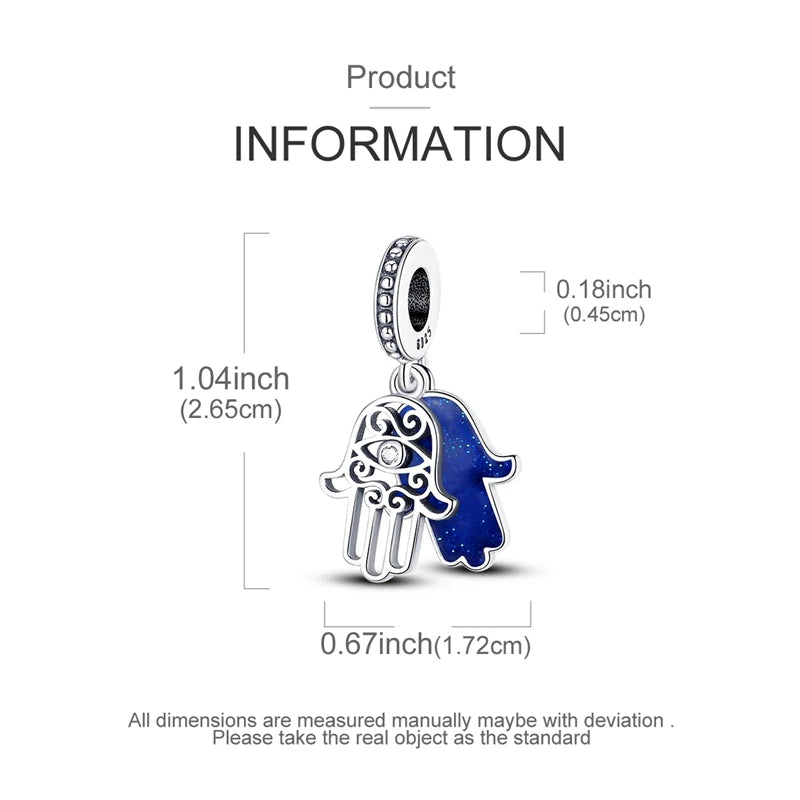 Charms 925 Sterling Silver Blue Palms Bead Pendant Jewellery Pure Ember