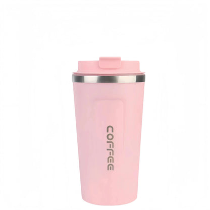 Thermo Cafe Mug - Stainless Steel Coffee Mug in pink color. Stylish and insulated for hot or cold drinks on the go.
