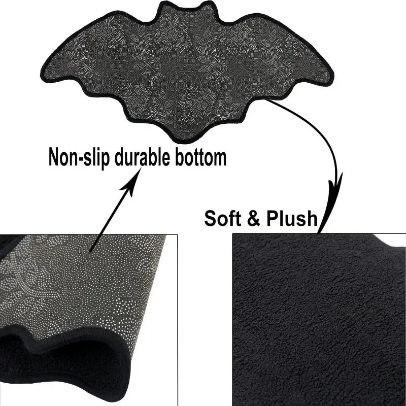 Textured black mat with non-slip durable bottom and soft plush top, on a white background.