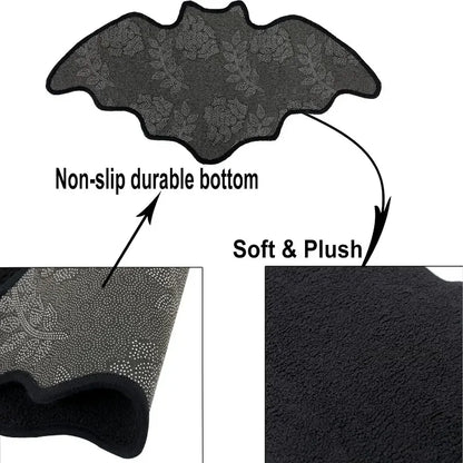 Textured black mat with non-slip durable bottom and soft plush top, on a white background.