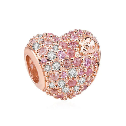 Exquisite rose gold-plated pink star moon peace heart-shaped pendants 925 silver Pure Ember