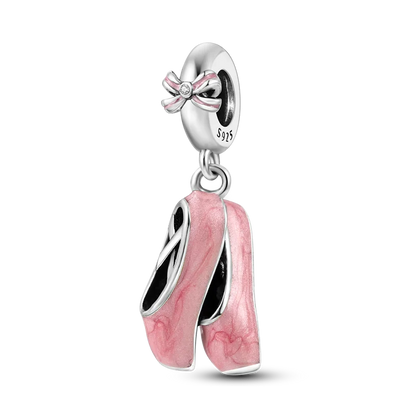 925 Sterling Silver Pink Series Colour Charms Beads Cut Girl Flower Pendant