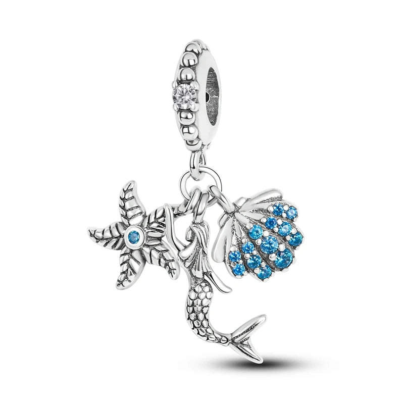 pandora sea collection mermaid with starfish and seashell sterling silver 