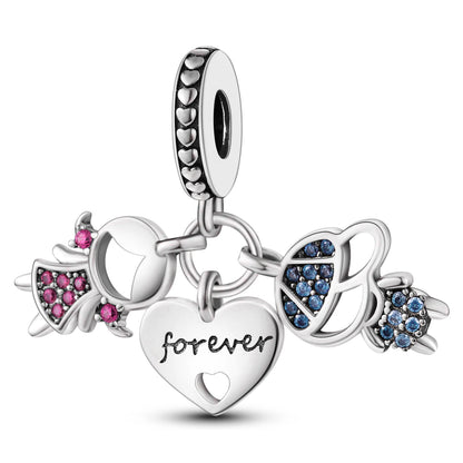 925 Sterling Silver Charms Beads Butterfly Clover Pendant