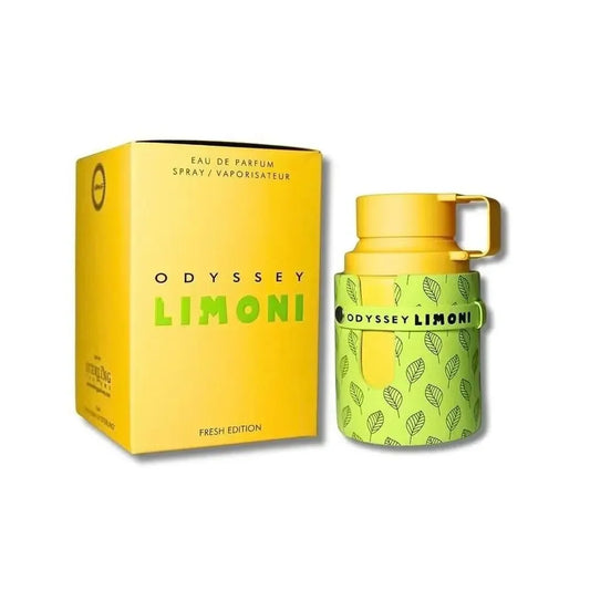 Odyssey Limoni perfume bottle and packaging on a white background