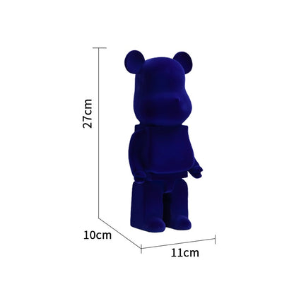 Flocking Bearbrick Statues Resins Bear Money Boxes blue